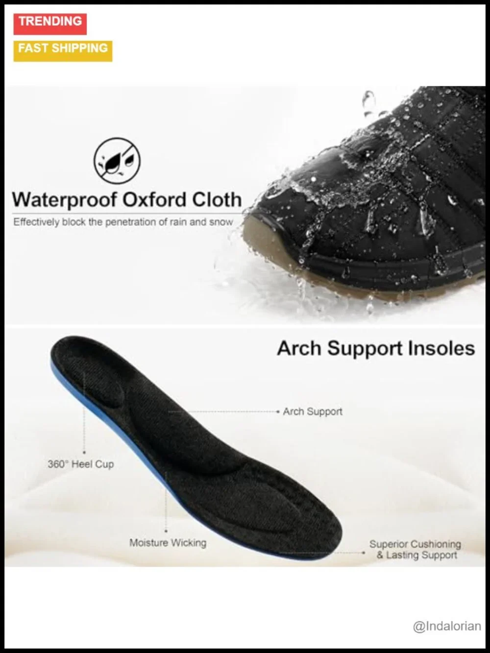 Waterproof Winter Snow Boots Mid Calf Fur Lined Hook Loop
